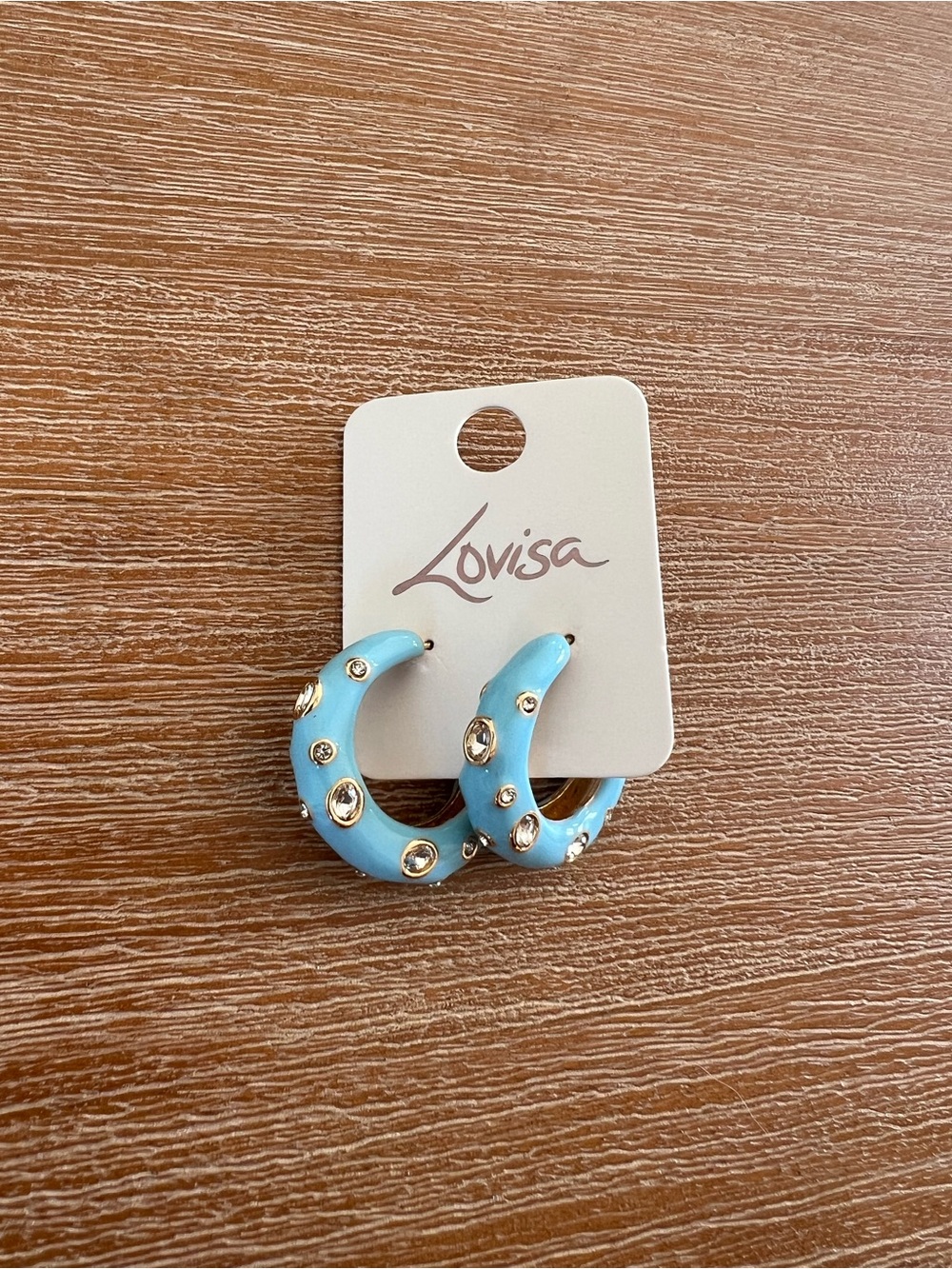 Lovisa Blue Enamel Hoop Earrings with Gold Accents